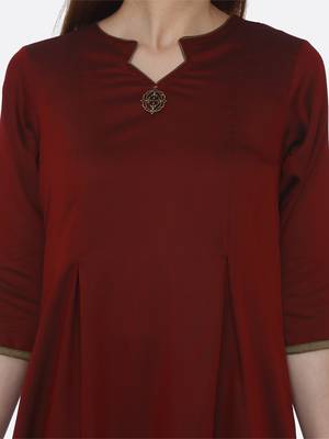 Maroon plain polyester kurtas-and-kurtis 5