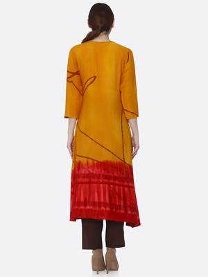 Yellow printed rayon kurtas-and-kurtis 2