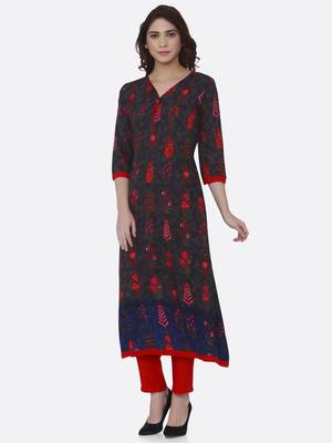Black printed rayon kurtas-and-kurtis 1