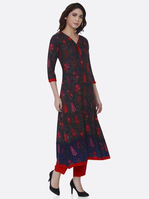 Black printed rayon kurtas-and-kurtis 3