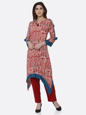 Red printed rayon kurtas-and-kurtis 1
