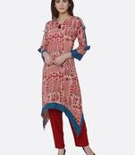 Red printed rayon kurtas-and-kurtis