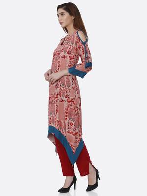 Red printed rayon kurtas-and-kurtis 3