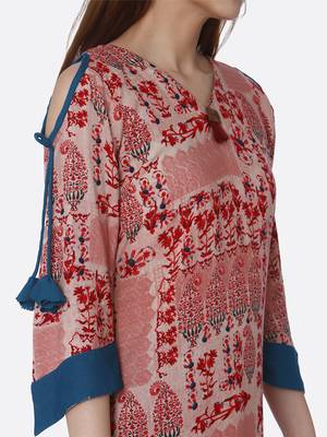 Red printed rayon kurtas-and-kurtis 5