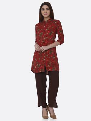 Pink printed rayon kurtas-and-kurtis 1