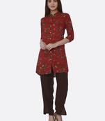 Pink printed rayon kurtas-and-kurtis