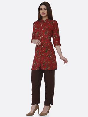 Pink printed rayon kurtas-and-kurtis 3