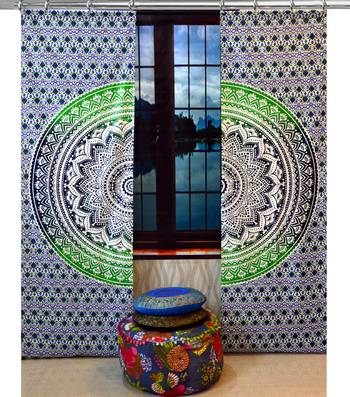Mandala Window Hook Curtains Indian Drape Balcony Room Decor Curtain Boho Set Ethnic Window Treatments & Panels Set 1