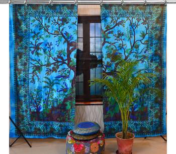Indian Mandala Curtains Set Decorative Indian Tree of life Tie Dye Tapestry Hook Curtains Mandala Curtains 1