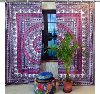 Indian Paisley Mandala Hook Curtain Mandala Curtains, Include 2 Panel Set Curtain, Drapes & Valances, Window Treatment 1
