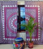 Indian Paisley Mandala Hook Curtain Mandala Curtains, Include 2 Panel Set Curtain, Drapes & Valances, Window Treatment