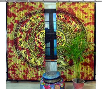 Mandala Window Hook Curtains Indian Drape Balcony Room Decor Curtain Boho Set Ethnic Window Treatments & Panels Set 1