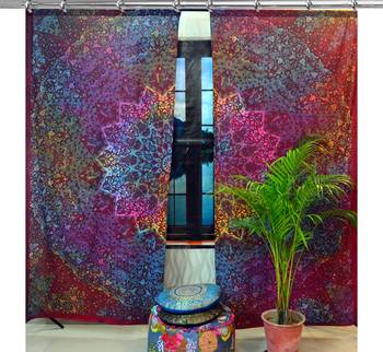 Mandala Door Hook Curtains Indian Drape Balcony Room Decor Curtain Boho Set Ethnic Window Treatments & Panels Set 1