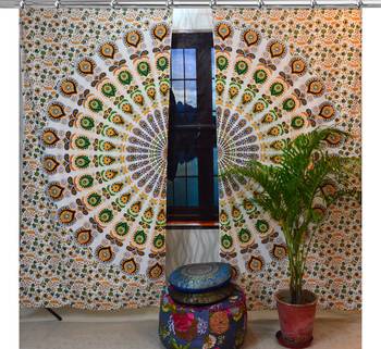 Mandala Window Hook Curtains Indian Drape Balcony Room Decor Curtain Boho Set Ethnic Window Treatments & Panels Set 1