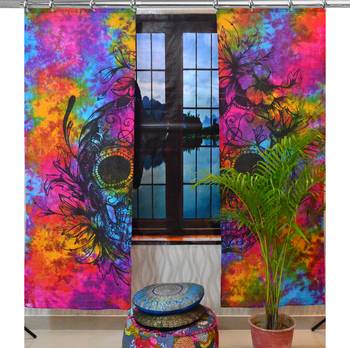 Indian Curtain Mandala Curtains, Include 2 Panel Set Mandala Curtain, Hook Curtains, Drapes & Valances, Window Treatment 1