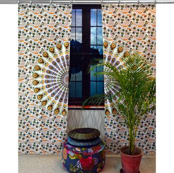 Indian Hook Curtain Mandala Curtains, Include 2 Panel Set Mandala Curtain, Tapestry, Drapes & Valances, Window Treatment 1