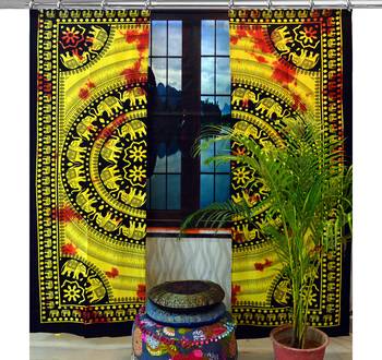 Mandala Door Hook Curtains Indian Drape Balcony Room Decor Curtain Boho Set Ethnic Window Treatments & Panels Set 1