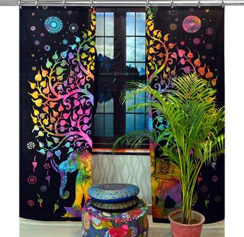 Indian Hook Curtain Mandala Curtains, Include 2 Panel Set Mandala Curtain, Drapes & Valances, Window Treatment Curtain 1