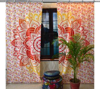 Mandala Window Hook Curtains Indian Drape Balcony Room Decor Curtain Boho Set Ethnic Window Treatments & Panels Set 1