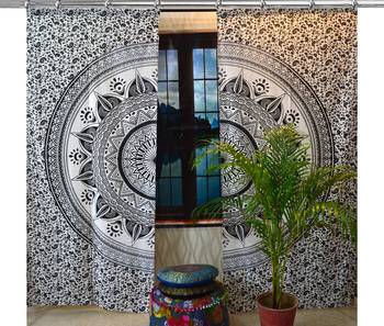 Mandala Window Hook Curtains Indian Drape Balcony Room Decor Curtain Boho Set Ethnic Window Treatments & Panels Set 1