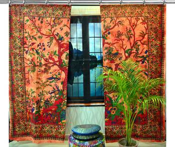 Indian Mandala Curtains Set Decorative Indian Hook Curtains Mandala Curtains for Bedroom Two Panel Curtains 1