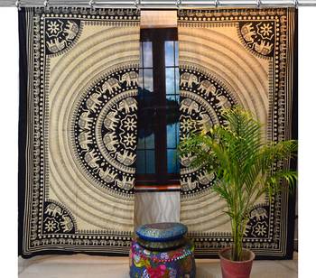 Mandala Window Hook Curtains Indian Drape Balcony Room Decor Curtain Boho Set Ethnic Window Treatments & Panels Set 1