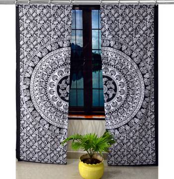 Mandala Window Hook Curtains Indian Drape Balcony Room Decor Curtain Boho Set Ethnic Window Treatments & Panels Set 1