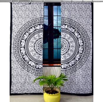 Mandala Door Hook Curtains Indian Drape Balcony Room Decor Curtain Boho Set Ethnic Window Treatments & Panels Set 1