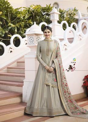 Chiku embroidered silk Anarkali with dupatta 1