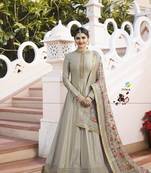 Chiku embroidered silk Anarkali with dupatta