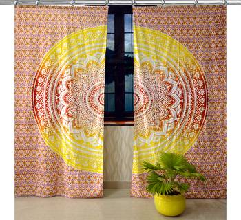 Mandala Window Hook Curtains Indian Drape Balcony Room Decor Curtain Boho Set Ethnic Window Treatments & Panels Set 1