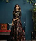 Black Resham Embroidery Silk Salwar With Dupatta