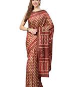 Brown and beige printed saree dhakai silk saree with blouse