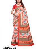 Carrot red checkered fancy silk saree with blouse