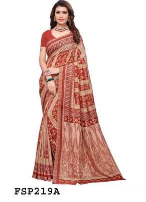 Brown and beige polka dot fancy silk saree with blouse 1