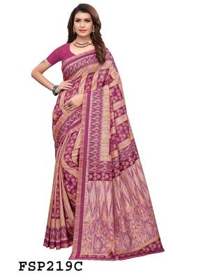 Mauve and beige polka dot fancy silk saree with blouse 1
