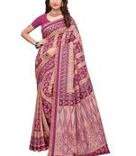 Mauve and beige polka dot fancy silk saree with blouse