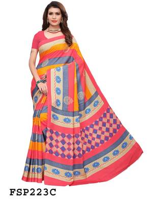 Multicolor strips fancy silk saree with blouse 1
