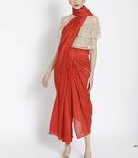Red Ready To Wear Saree Silk Blend saree