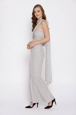 White Ready To Wear Saree Poly Georgette saree 2