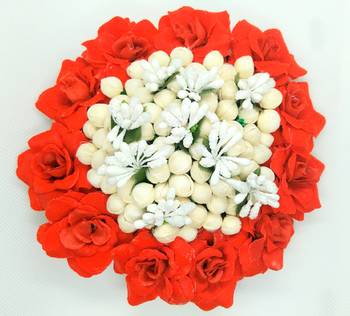 Red & white flower hair juda 4