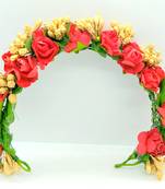 Red & gold flower hair veni