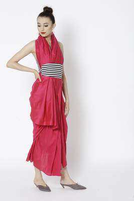 Pink Ready To Wear Saree Silk Blend saree 2