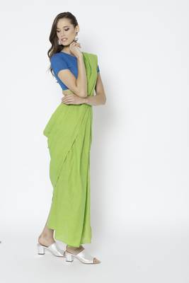 Green Ready To Wear Saree Cotton Blend saree 3