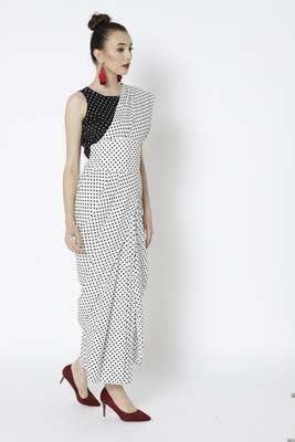 White Ready To Wear Saree Poly Georgette saree 3