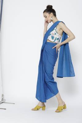 Blue Ready To Wear Saree Pure Cotton saree 1