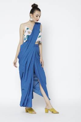 Blue Ready To Wear Saree Pure Cotton saree 2