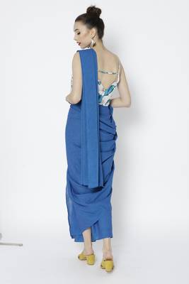 Blue Ready To Wear Saree Pure Cotton saree 4