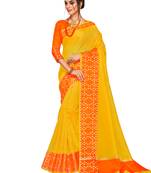 Yellow woven art silk saree with blouse