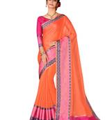 Orange woven art silk saree with blouse